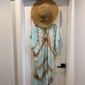 IBIZAMODE JENARA DREAMCATCHER KAFTAN - AQUA TIE - XL/XXL - BNWOT